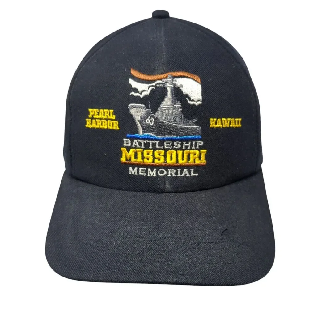 Battleship Missouri Memorial Snapback Hat Blue One Size Adjustable